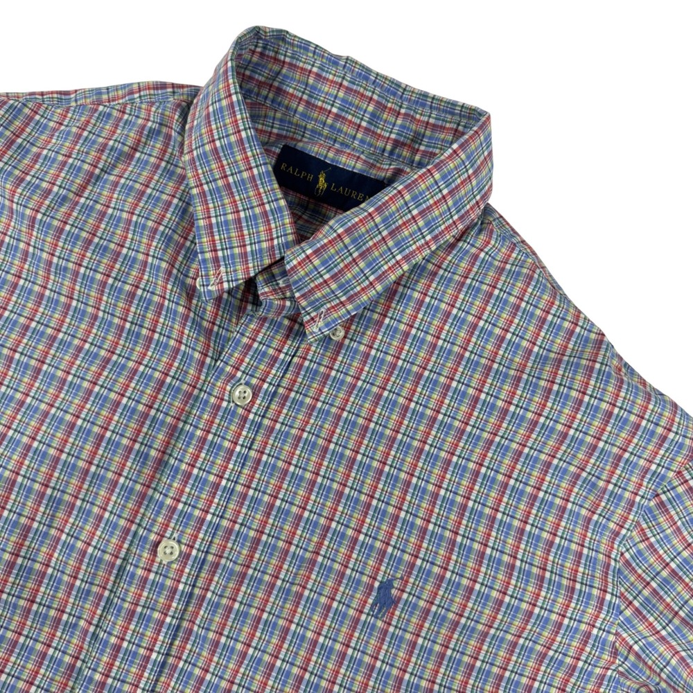 Ralph Lauren Plaid Button Down Shirt Men's XL Long Sleeve Multi Color Pony